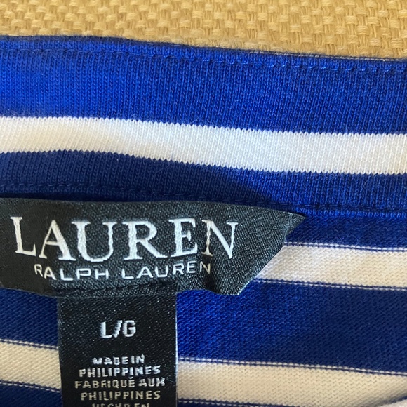 Ralph Lauren Royal Blue and White Cropped Striped Mariner T  size Large - Picture 6 of 6